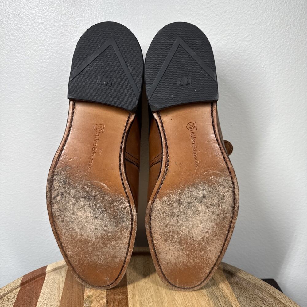 Allen Edmonds Warwick Shoes Men's 9D Monk Strap Loafers Brown Walnut Leather USA - Picture 13 of 16